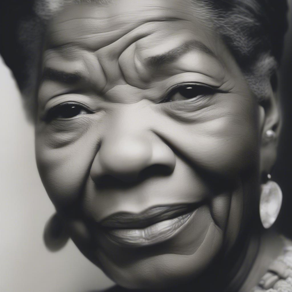 Maya Angelou's portrait with overlayed love quotes