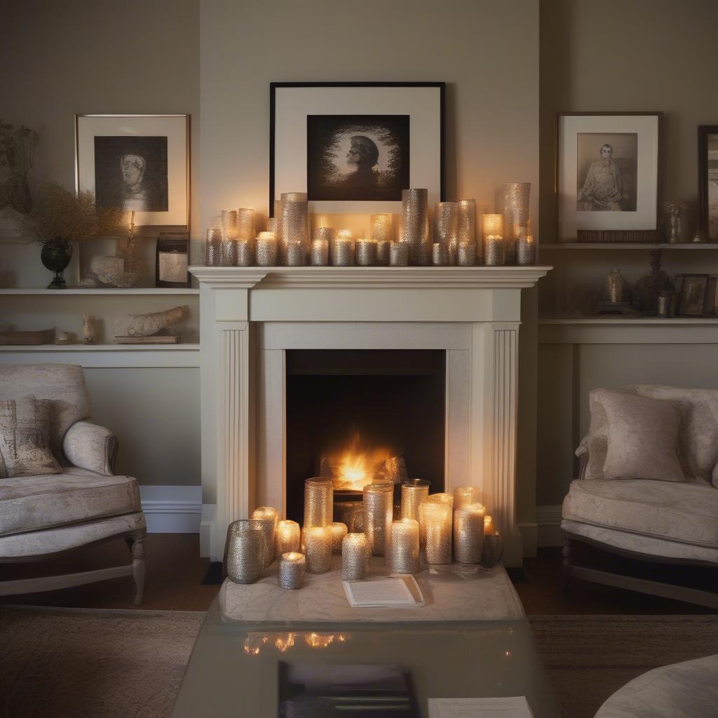 Mercury Glass Votives on a Mantelpiece