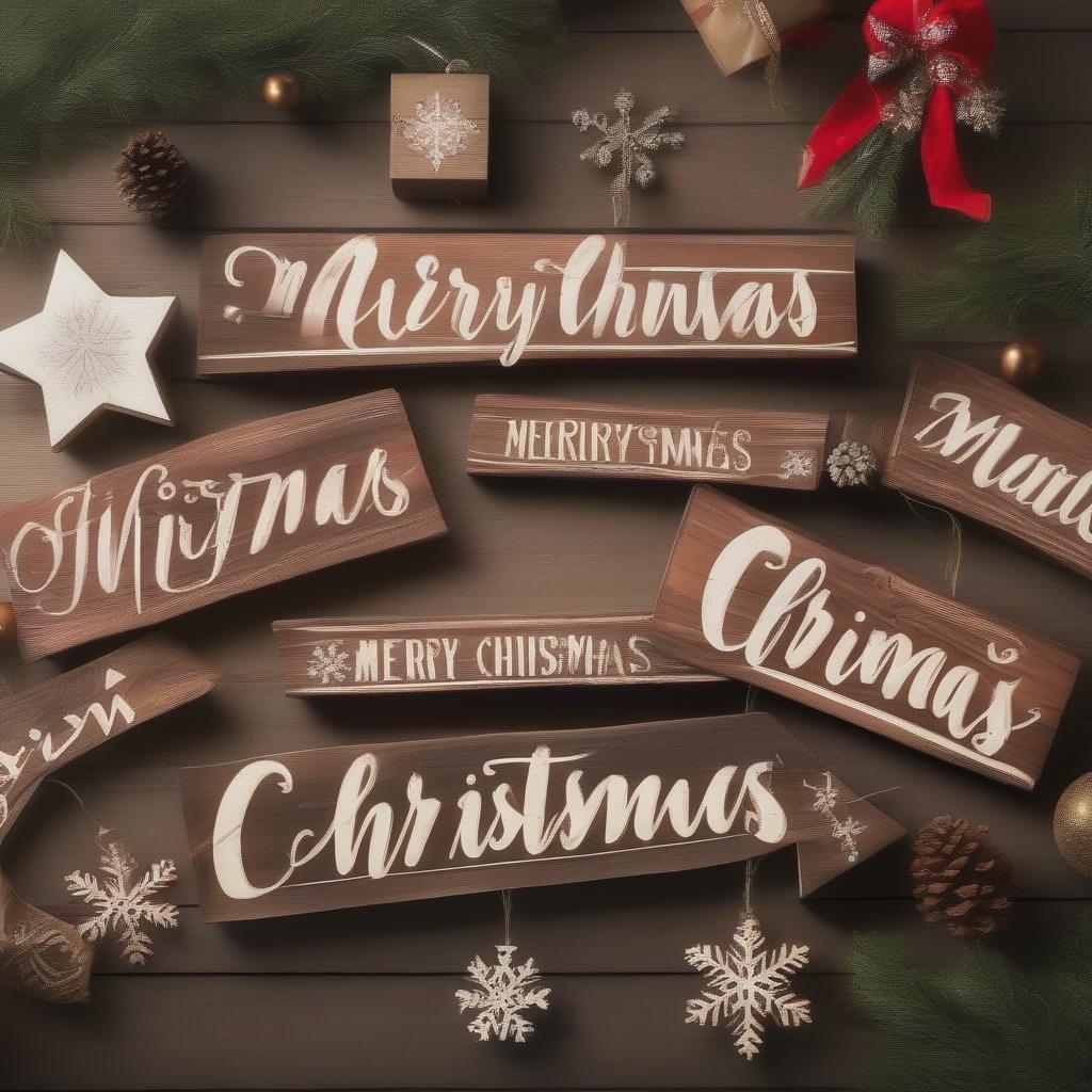 Rustic Wooden Merry Christmas Signs