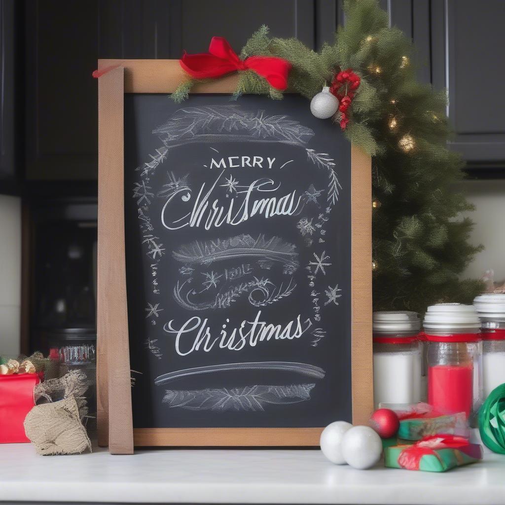 DIY Chalkboard Merry Christmas Vertical Sign