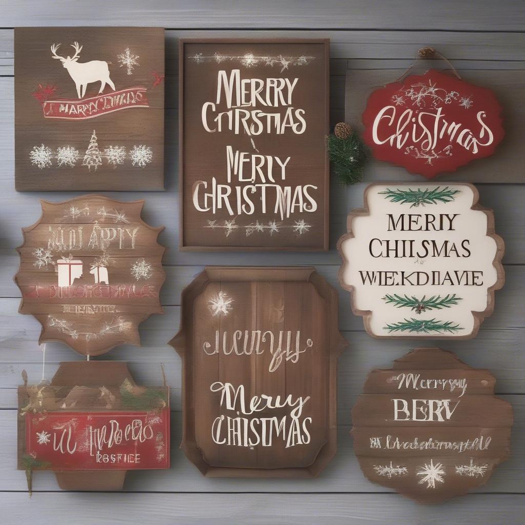 Variety of Merry Christmas Wood Signs