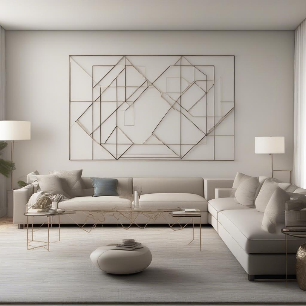 Metal Geometric Large Dimensional Wall Art in Modern Living Room