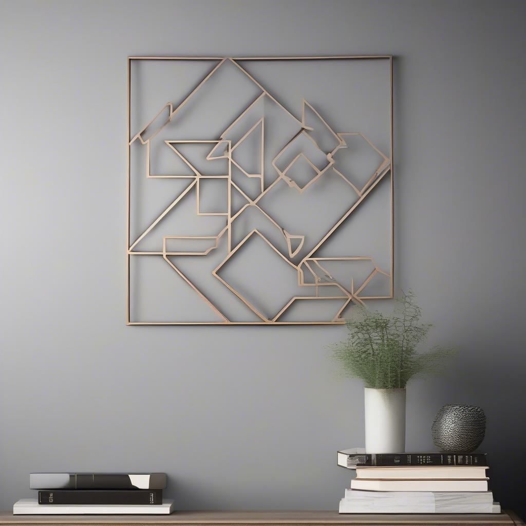 Metal Motivational Wall Hanging with Geometric Design