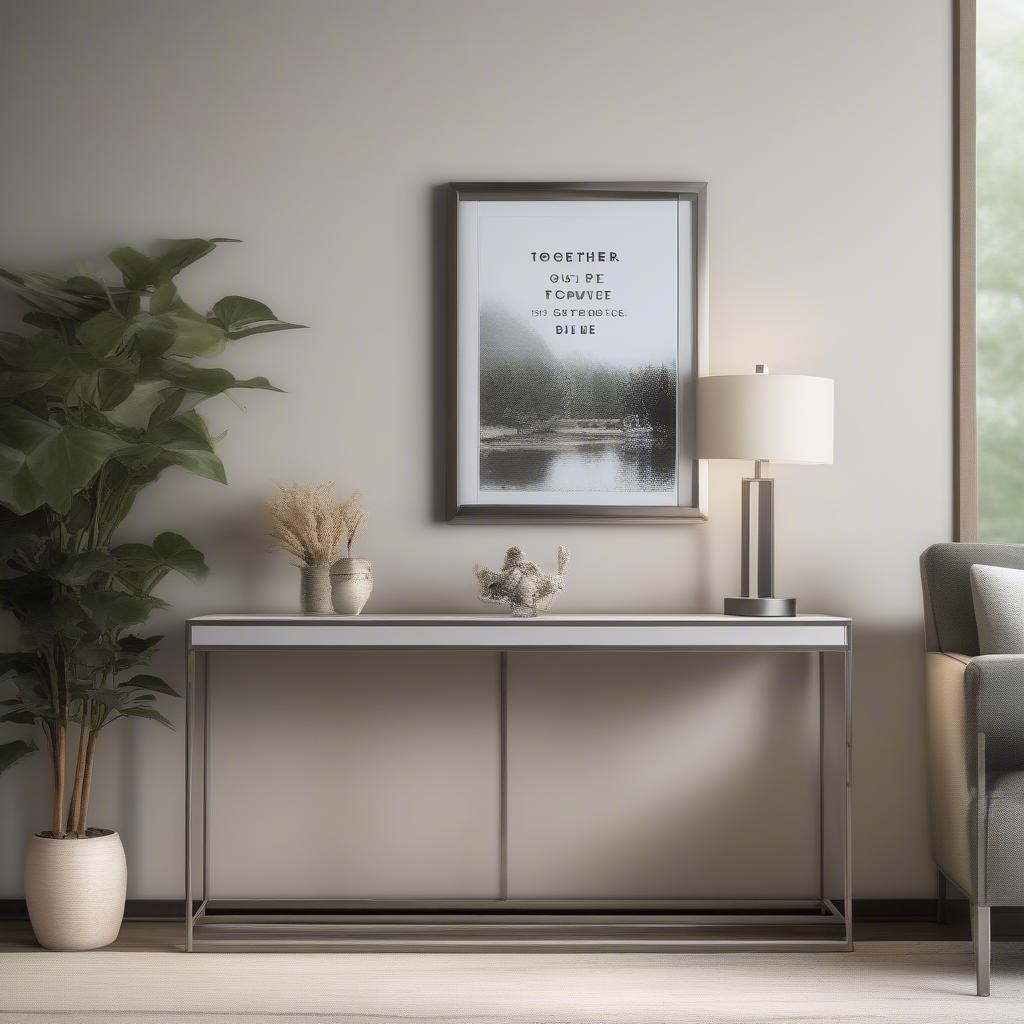 Metal Picture Frame with "Together" Quote in Modern Living Room