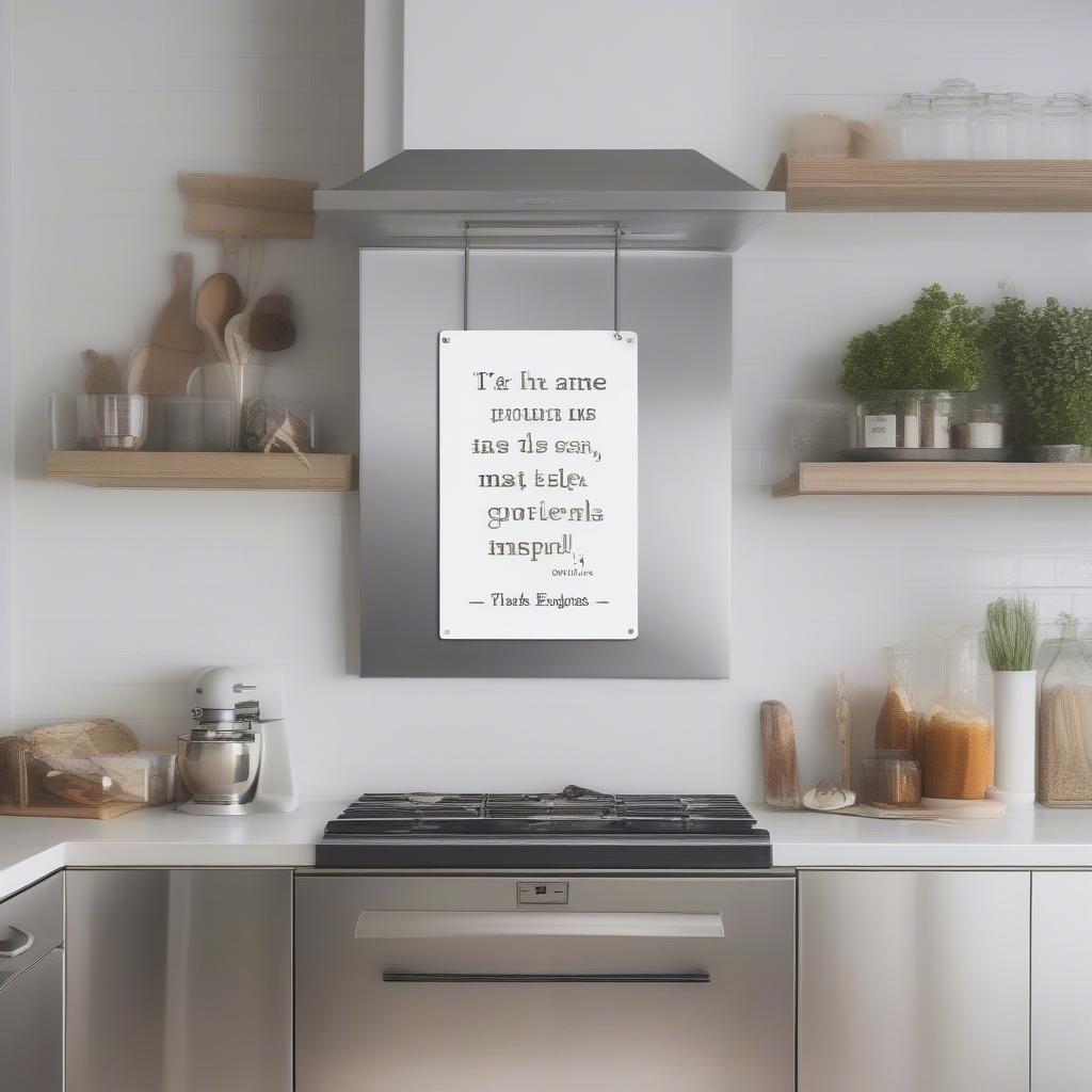 Metal Quote Wall Art in a Modern Kitchen