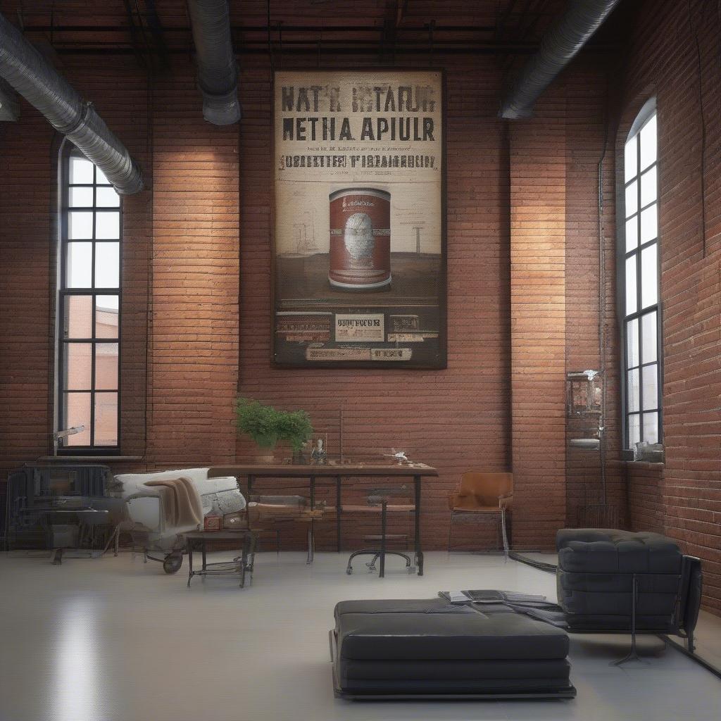 Metal Sign Art in an Industrial Loft