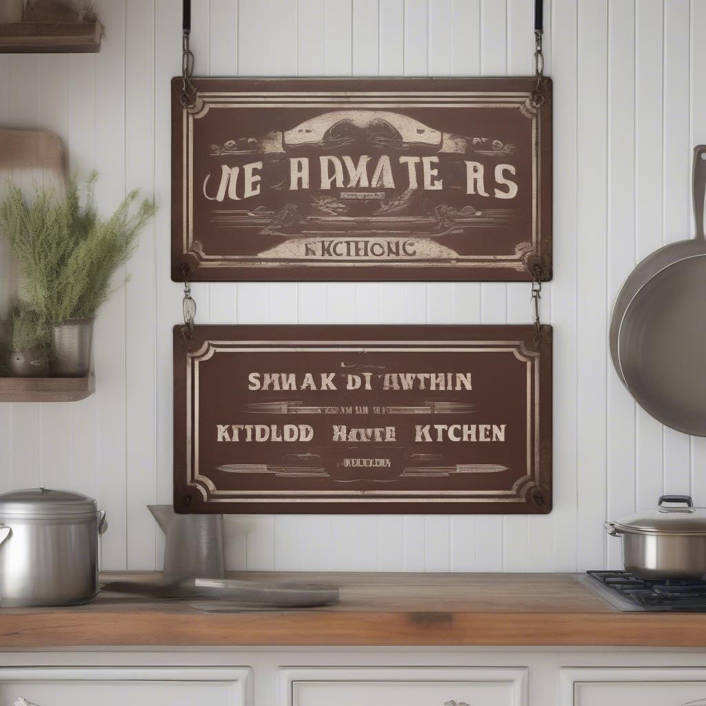 Metal Sign in Kitchen