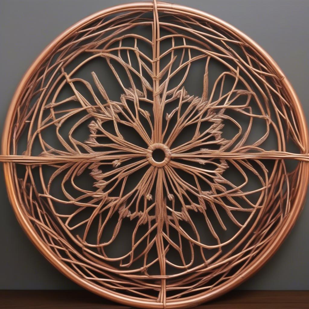 Metal Snowflake Wall Decor with Rattan Frame