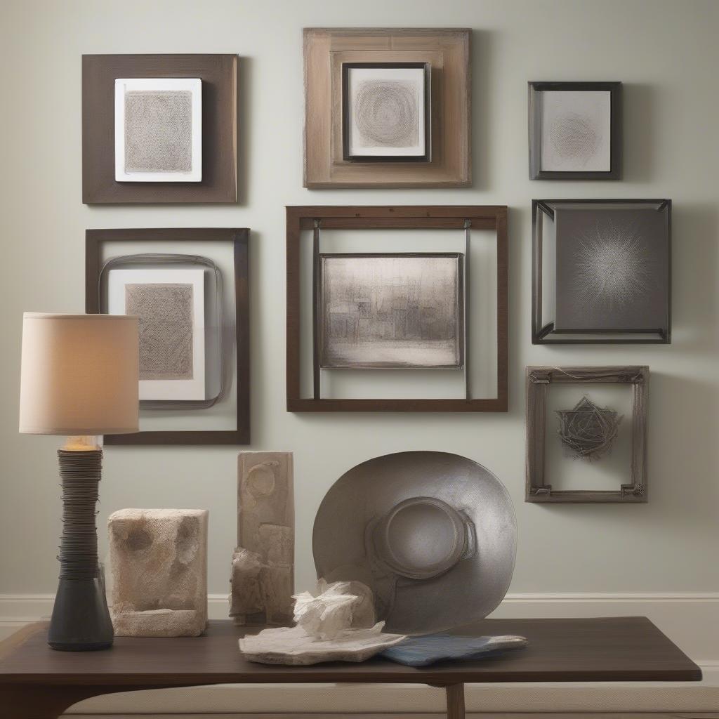 Displaying Metal and Wood Artwork with Large Frames