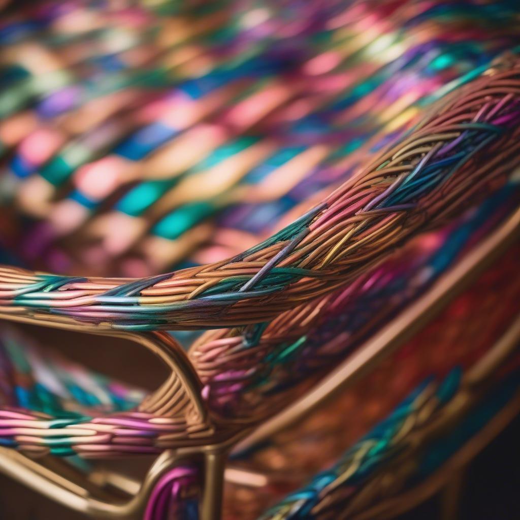 Close-up of Metallic Rainbow Rattan Furniture