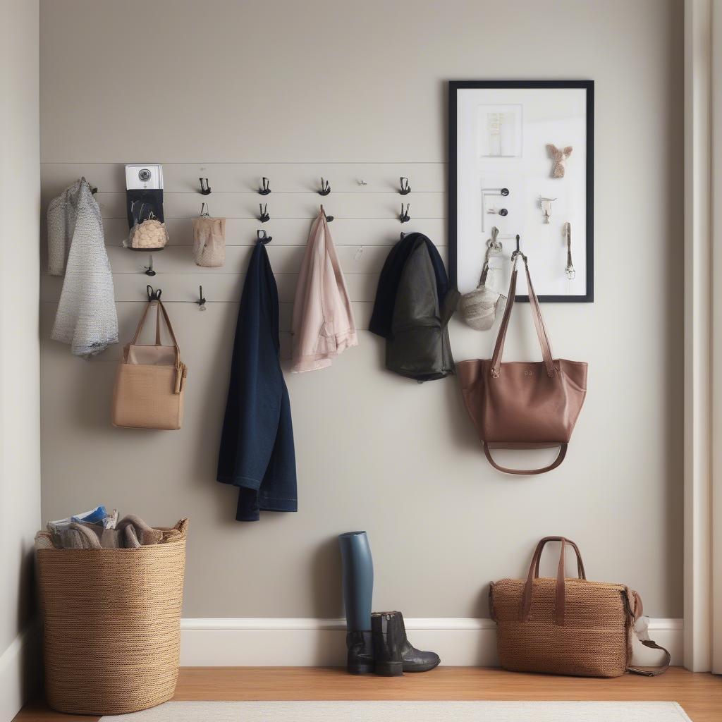 Mini Hooks in Entryway for Key and Coat Organization