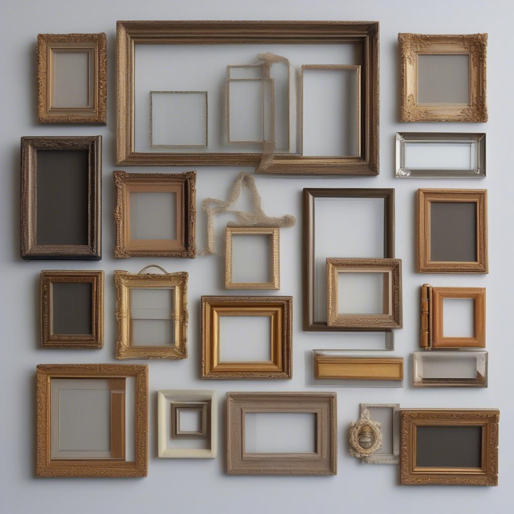 Different sizes and styles of mini picture frames