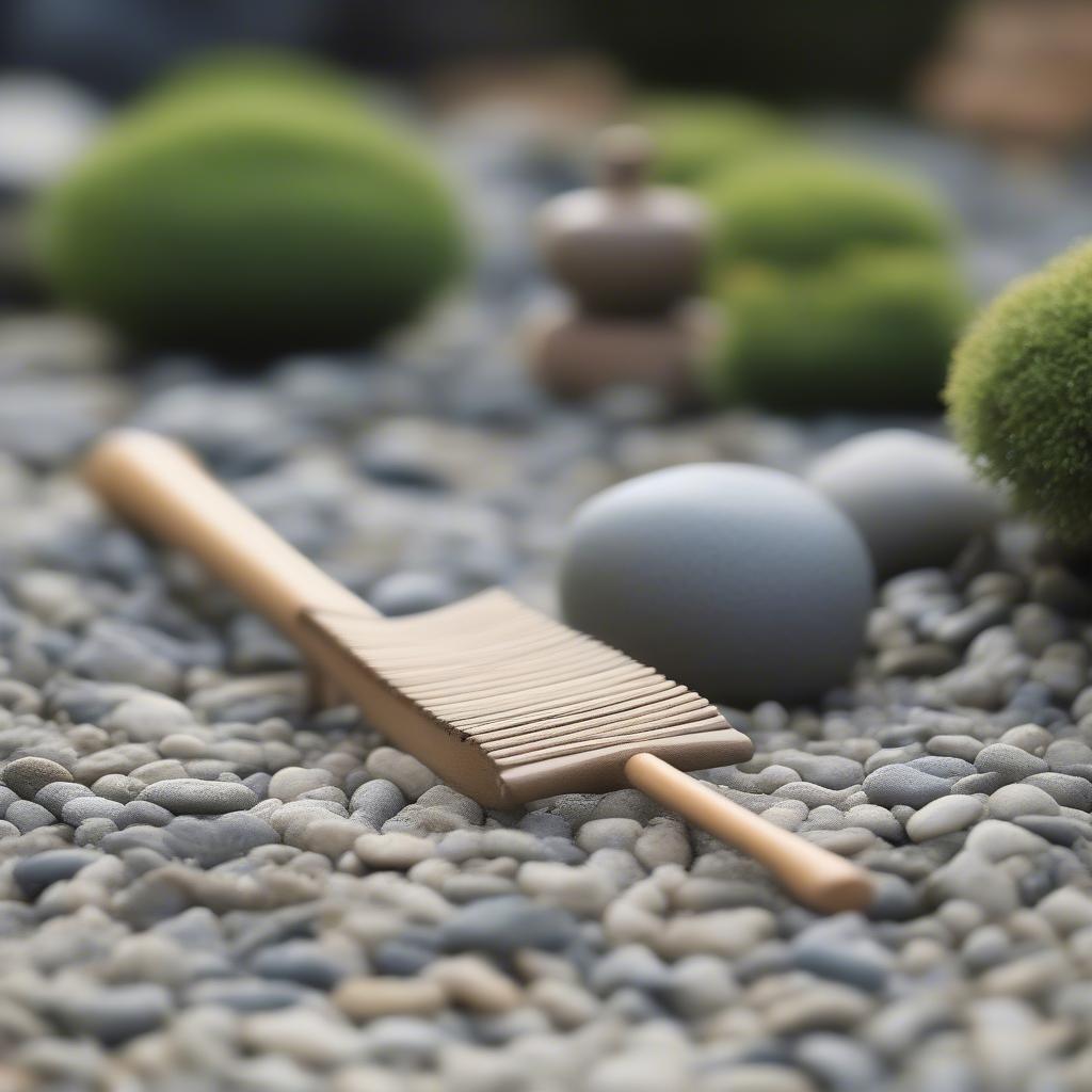 Miniature Hoe in a Zen Garden Setting