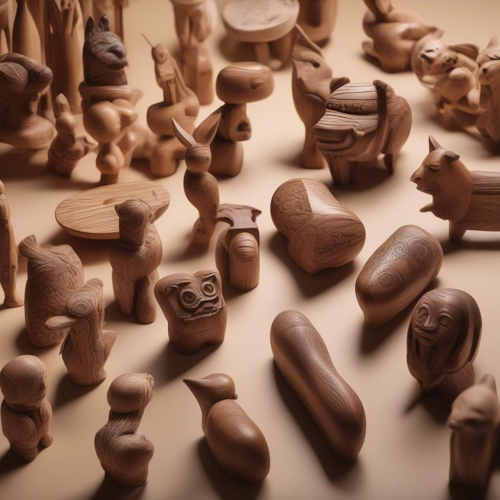 Collection of Miniature Wooden Sculptures