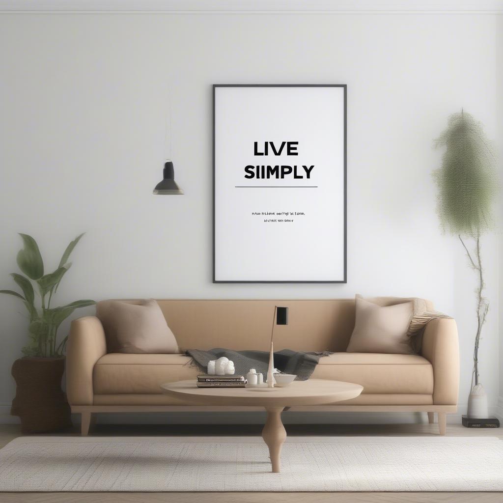 Minimalist Living Room with Wall Art Quote