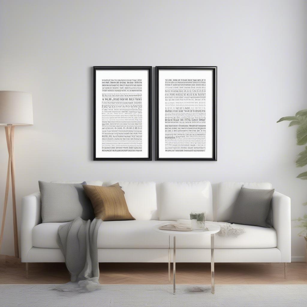 Minimalist Song Lyric Framed Print in a Modern Living Room