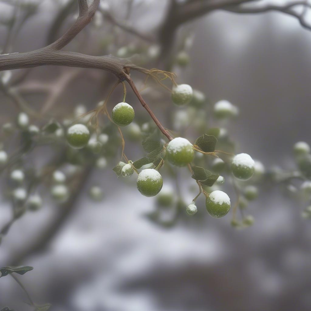 Mistletoe in an Oak Tree during Winter