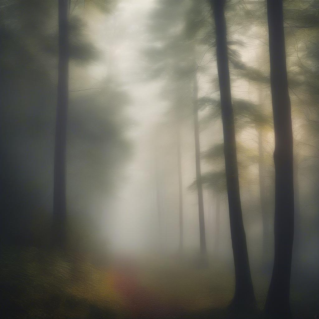 Misty Morning Woods Landscape