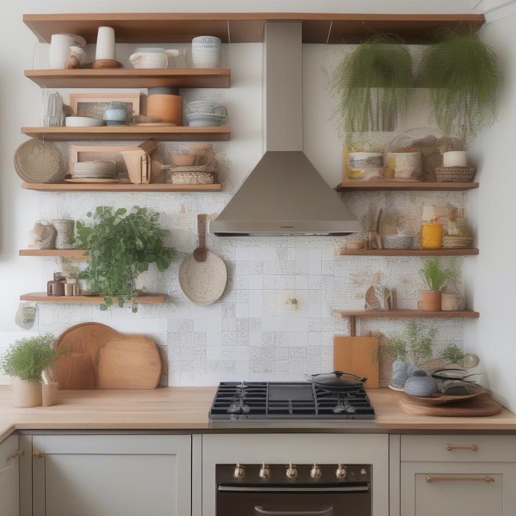 Mixtiles layout ideas for a kitchen shelving layout