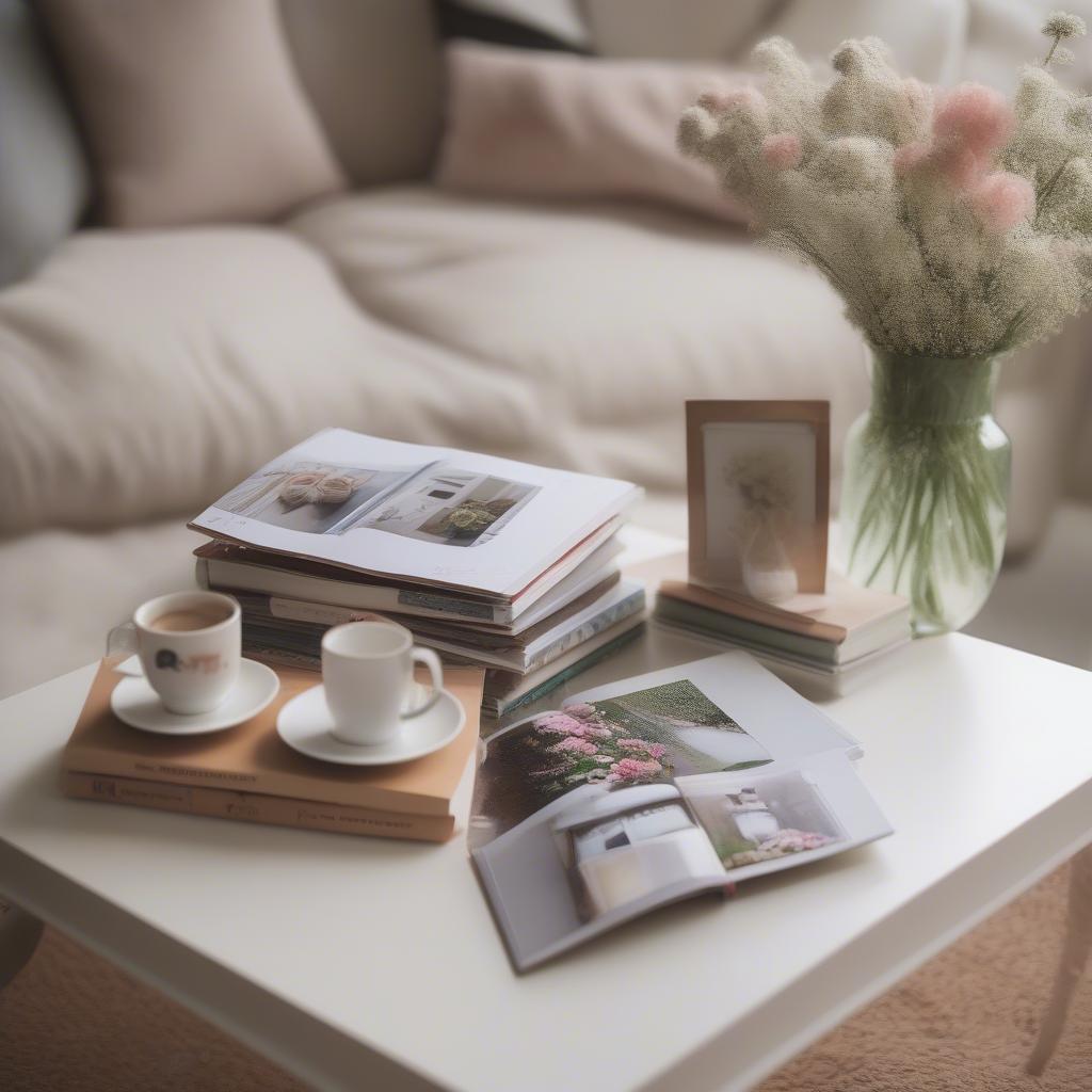 Mixtiles photo book on a coffee table