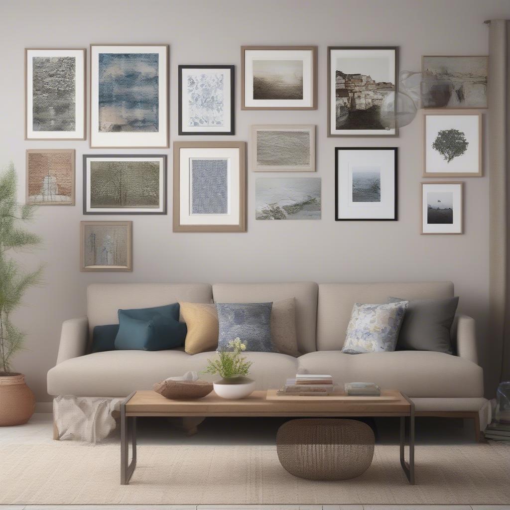 Mixtiles prints displayed in a modern living room setting.