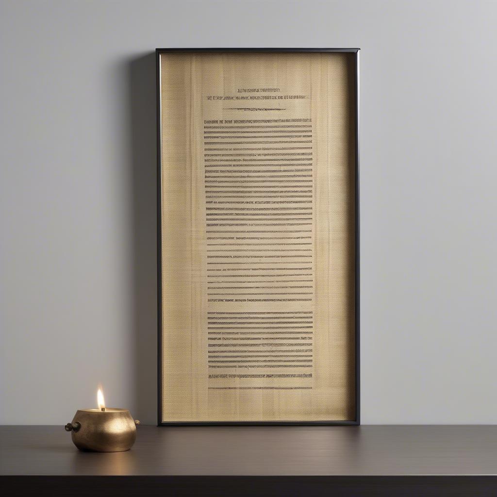 Modern Metal Frame Displaying the 10 Commandments on Papyrus