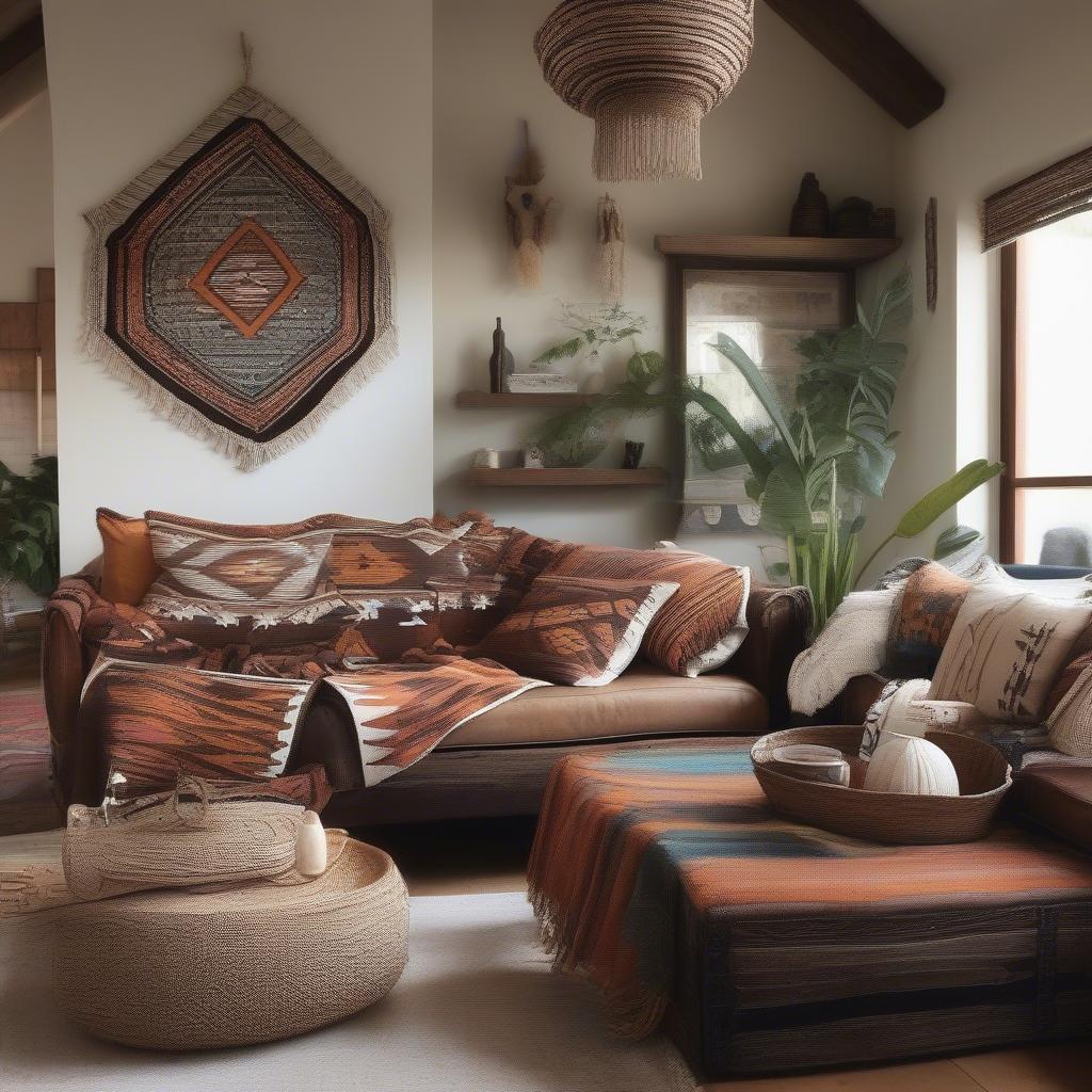 Modern Interior Design with Aztec Blankets