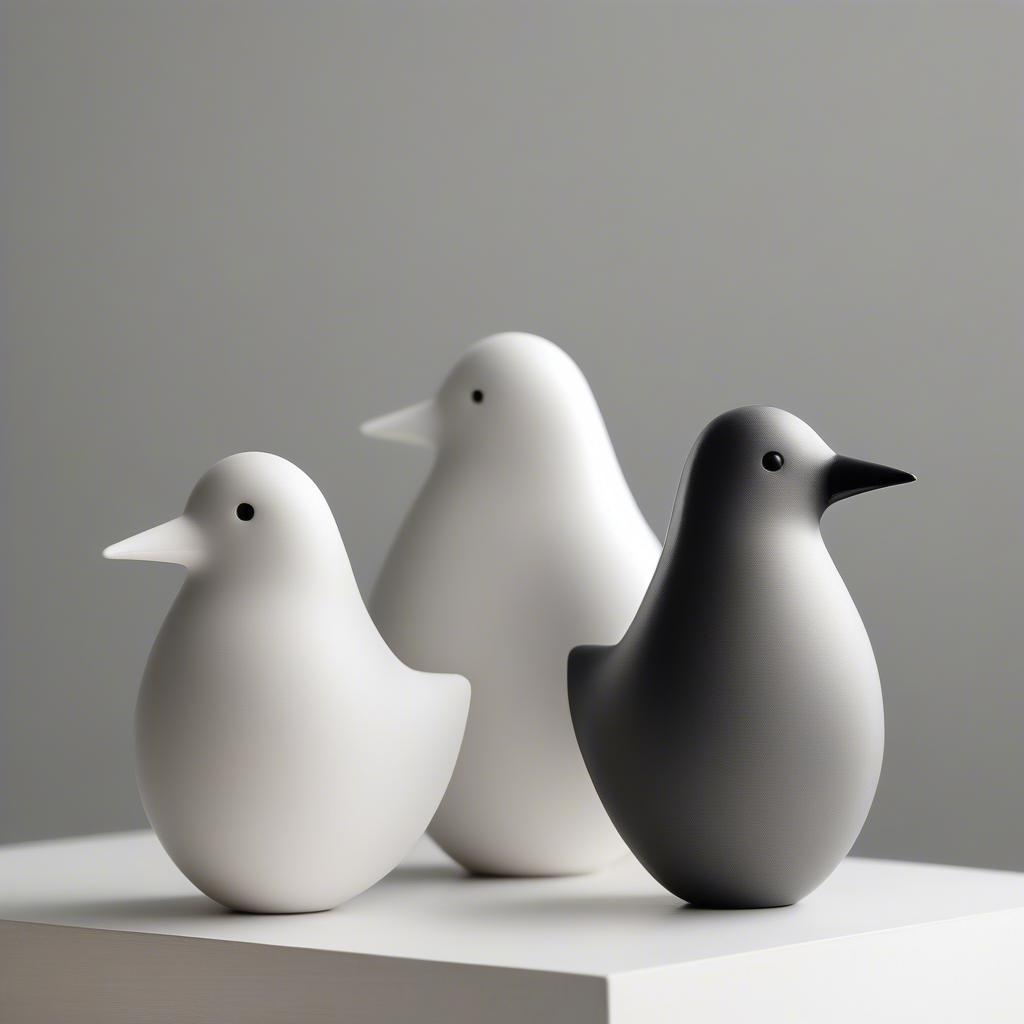 Modern minimalist ceramic bird sculptures