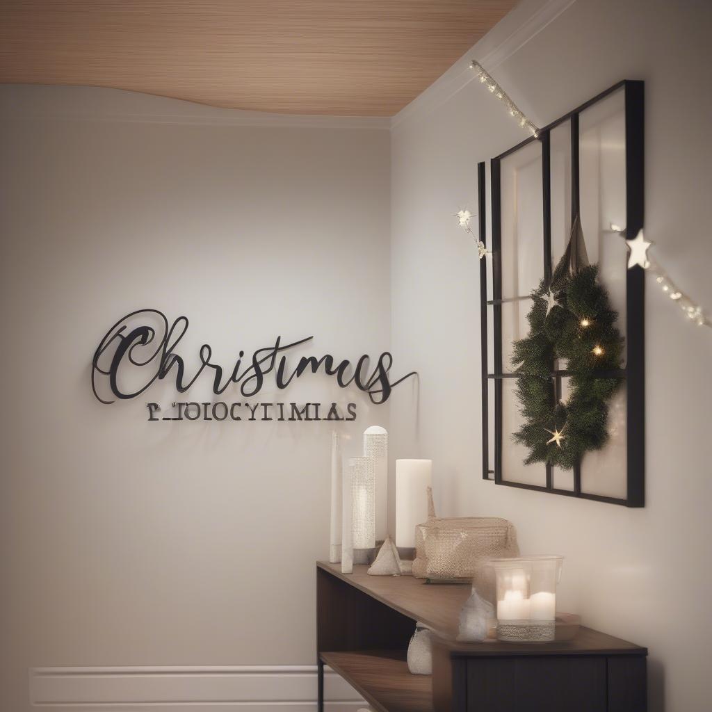 Modern Metal Christmas Family Sign in Entryway