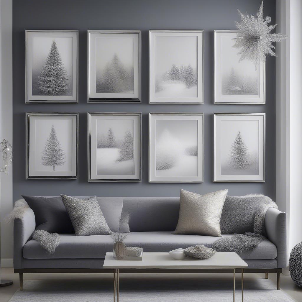 Modern Christmas Prints in Metal Frames