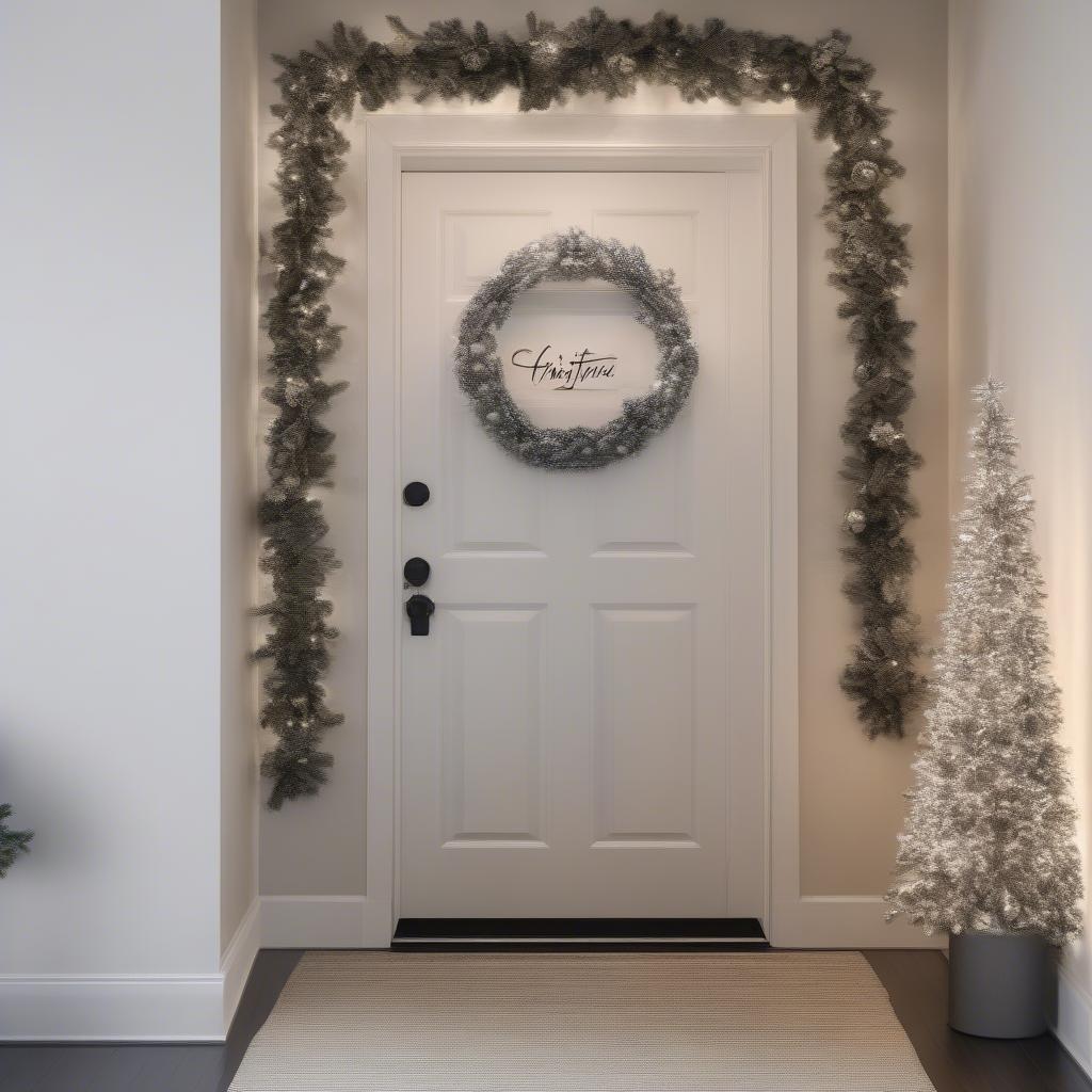 Modern Christmas sign decor in a home entryway