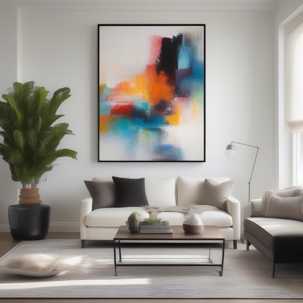 Modern Framed Abstract Art in a Living Room