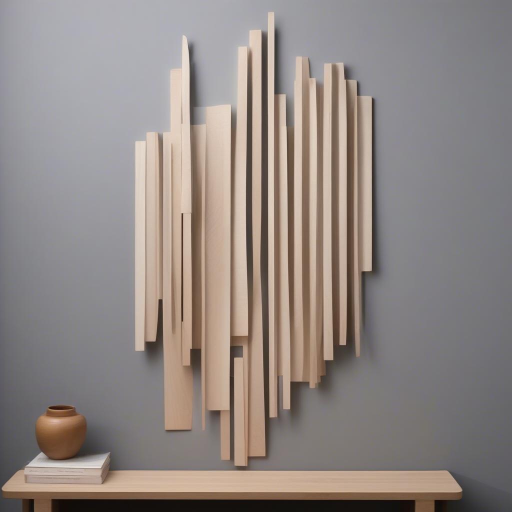 Modern Geometric Wooden Wall Sculpture