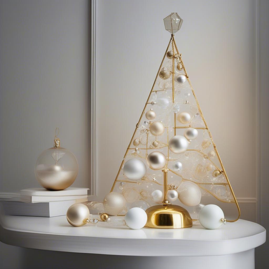 Modern Gold Metal Christmas Tree with Minimalist Ornaments