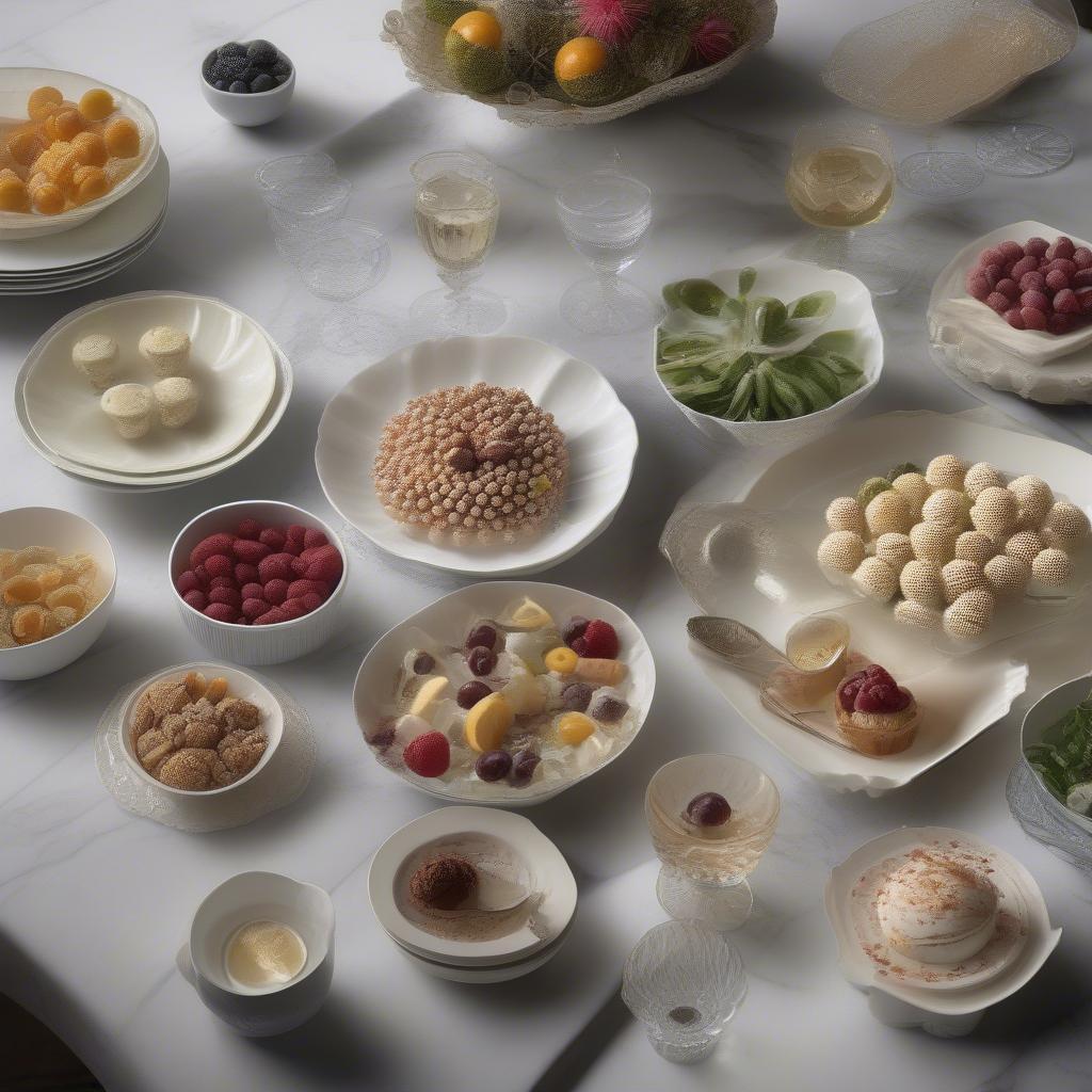 Modern Hobnail Dishes Serving Various Foods