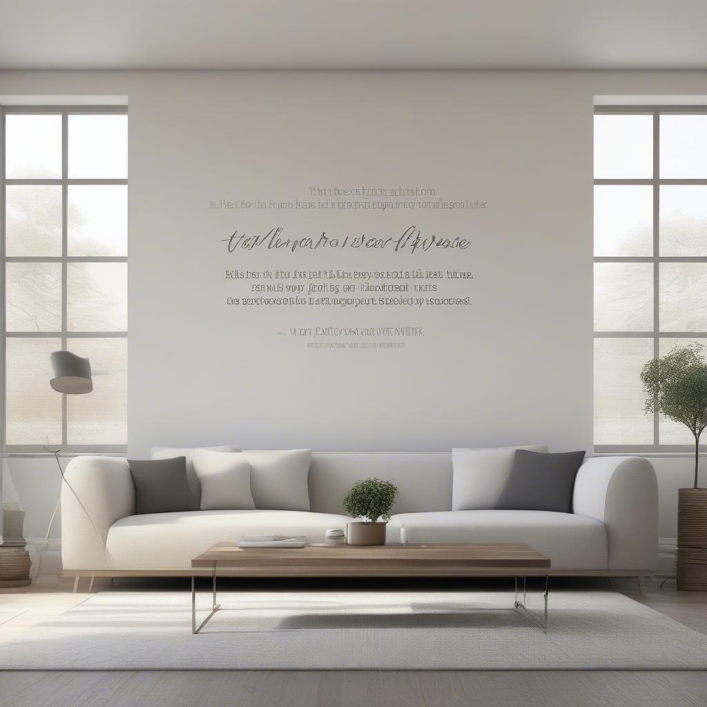 Modern Living Room with Inspirational Wall Decal