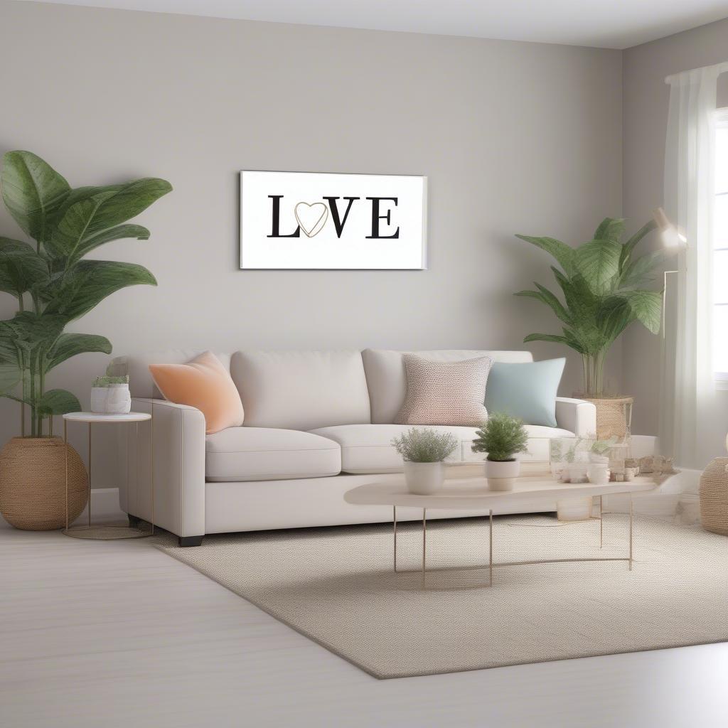 Modern Love Sign in Living Room