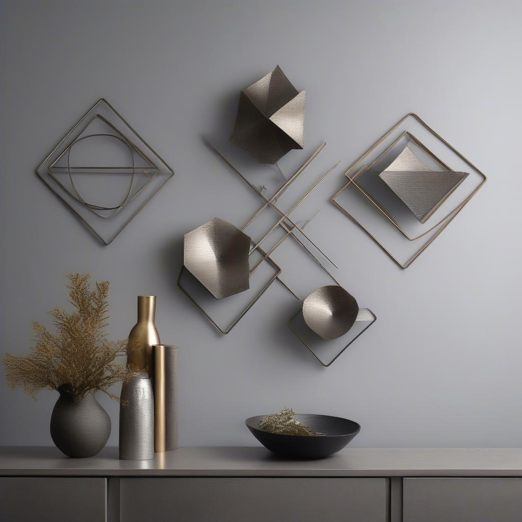 Modern minimalist metal wall sculptures