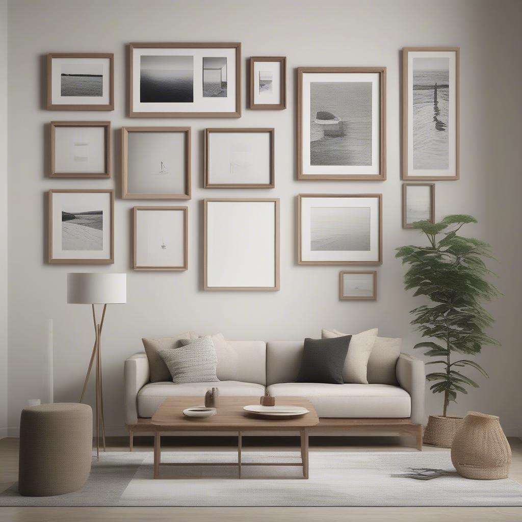 Modern Minimalist Wood Frames on a Gallery Wall