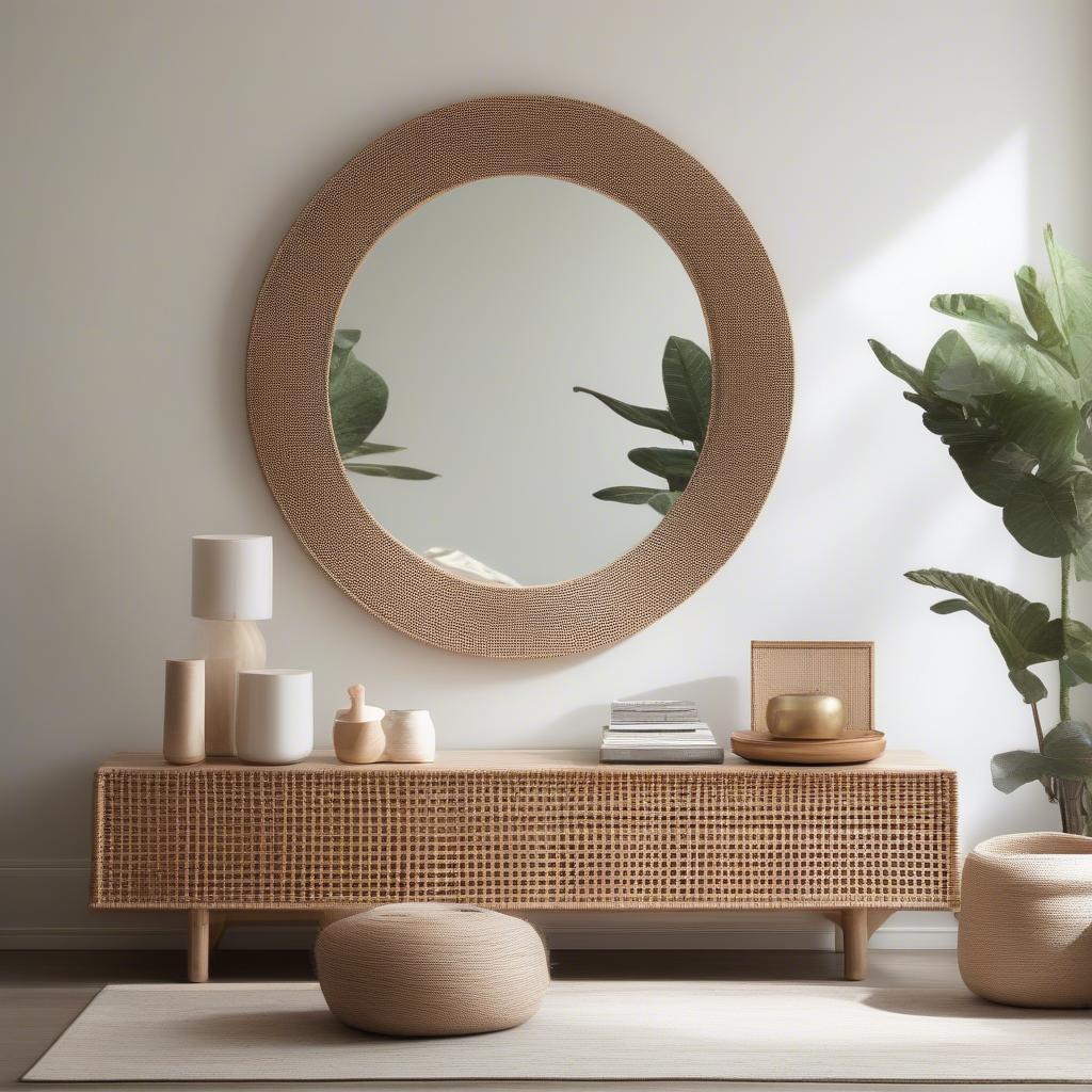 Modern Rattan Wall Mirror