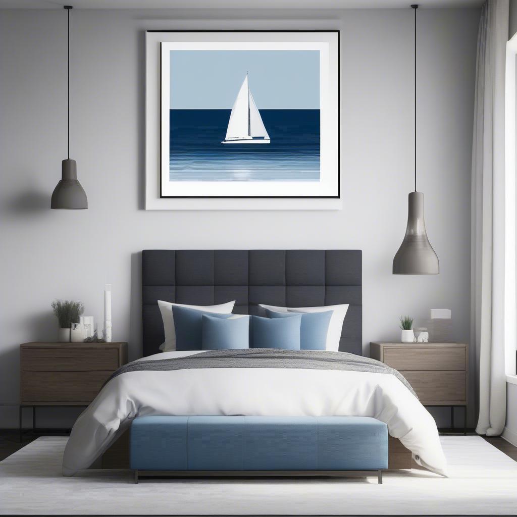 Modern Sailboat Art Print in Bedroom