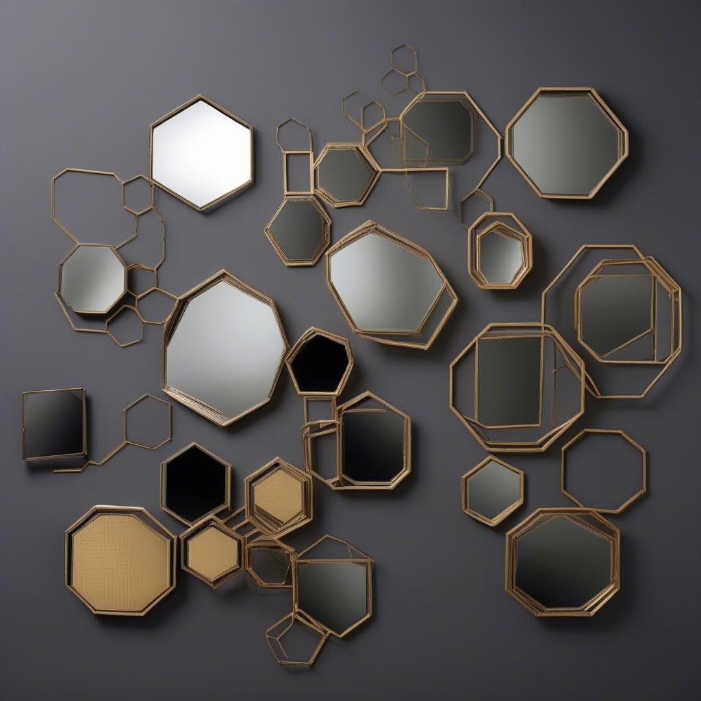 Modern tiny wall mirrors in geometric shapes