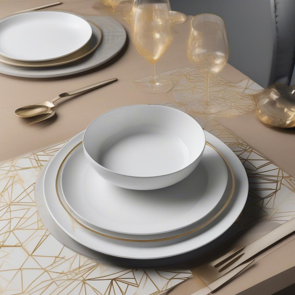 Modern Vinyl Holiday Placemats with Geometric Patterns