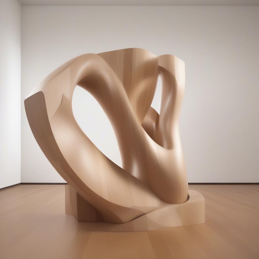 Modern wood sculpture with an abstract design