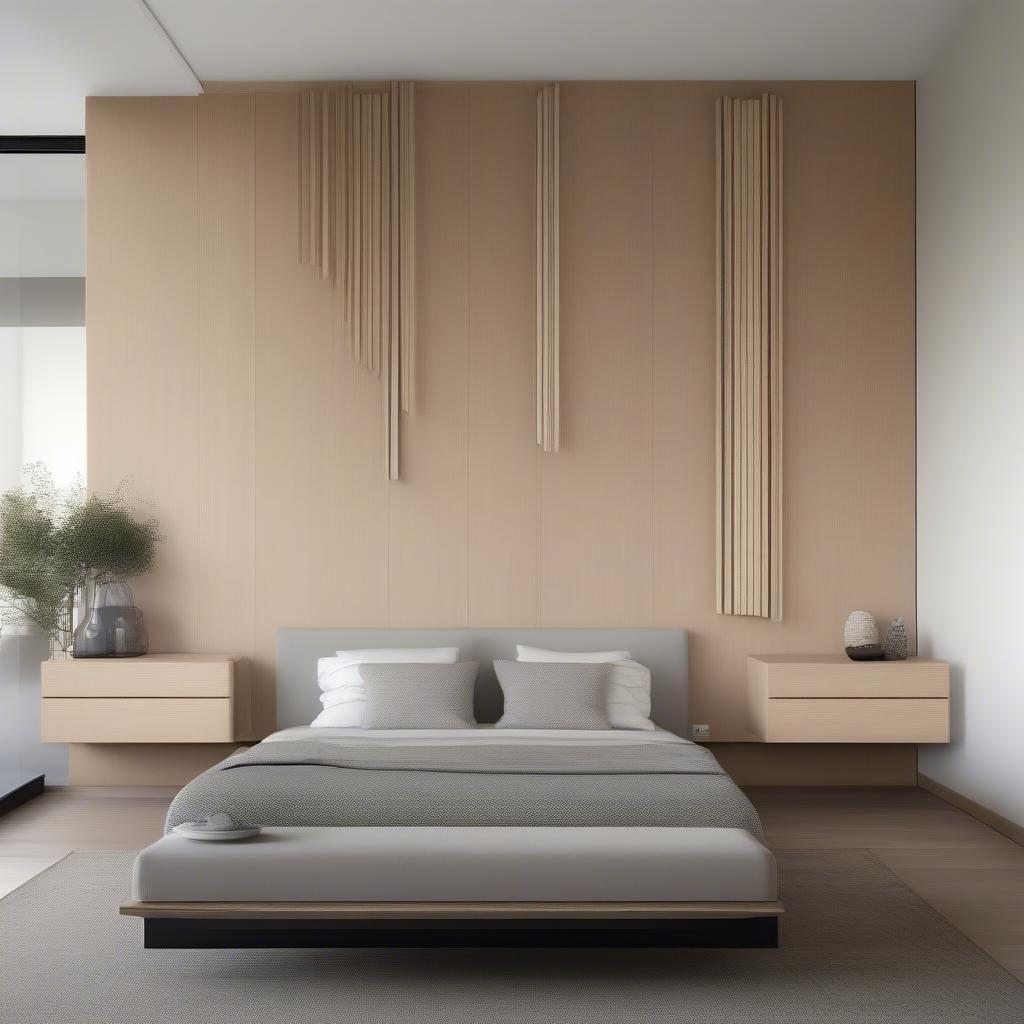 Modern wood wall decor in a bedroom