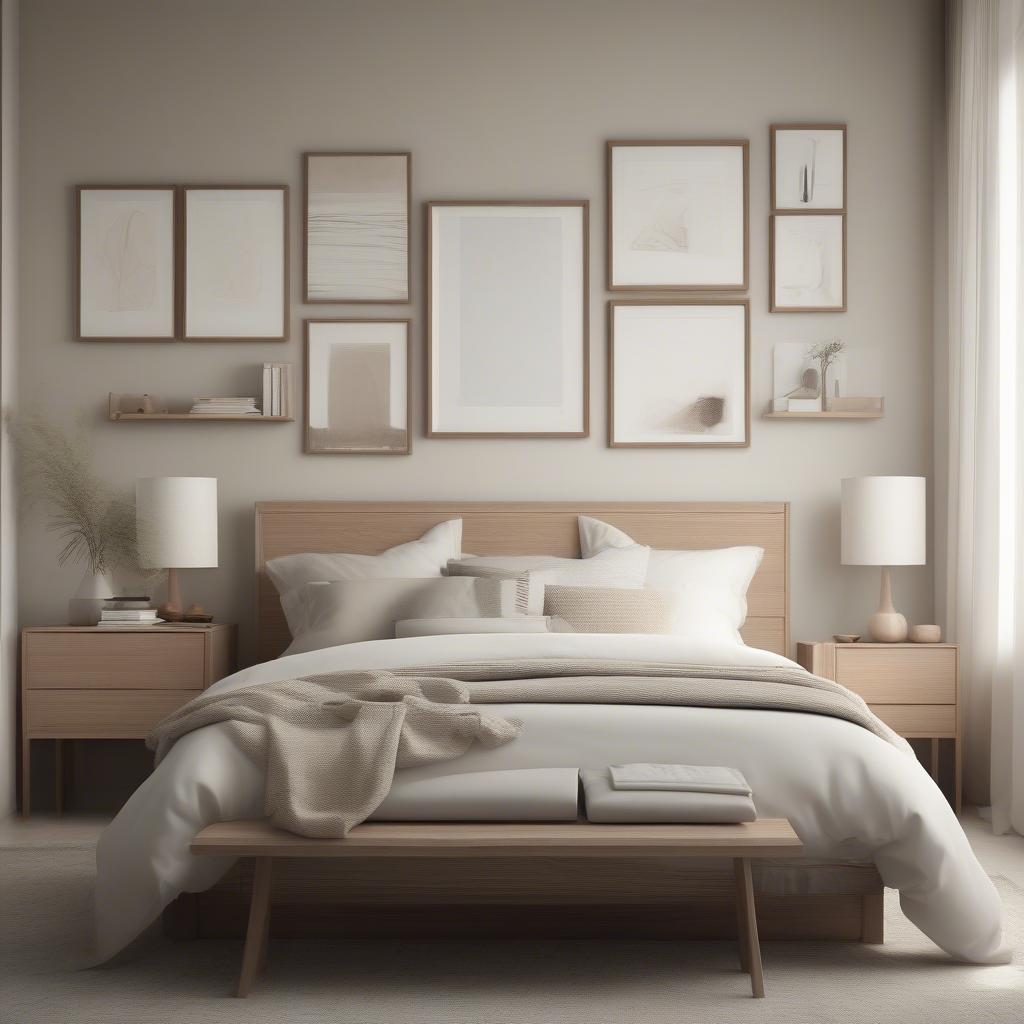 Modern Wood Wall Frames in a Bedroom