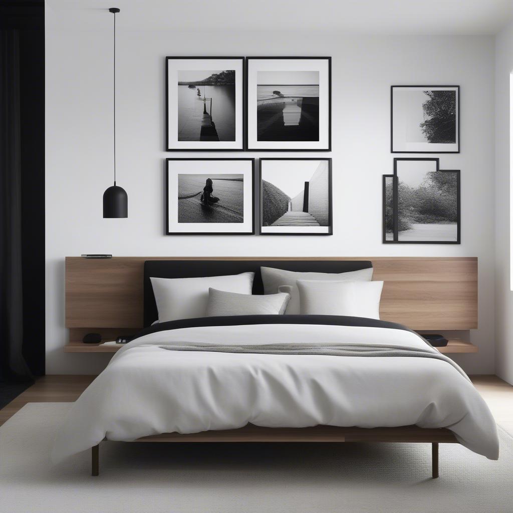 Modern Wooden Collage Photo Frame in Bedroom