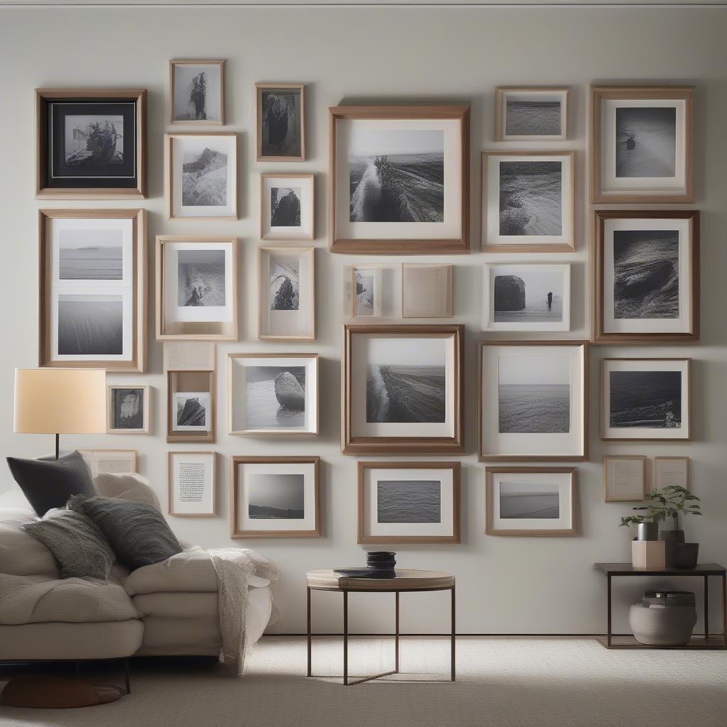 Modern Wooden Frames on a Gallery Wall