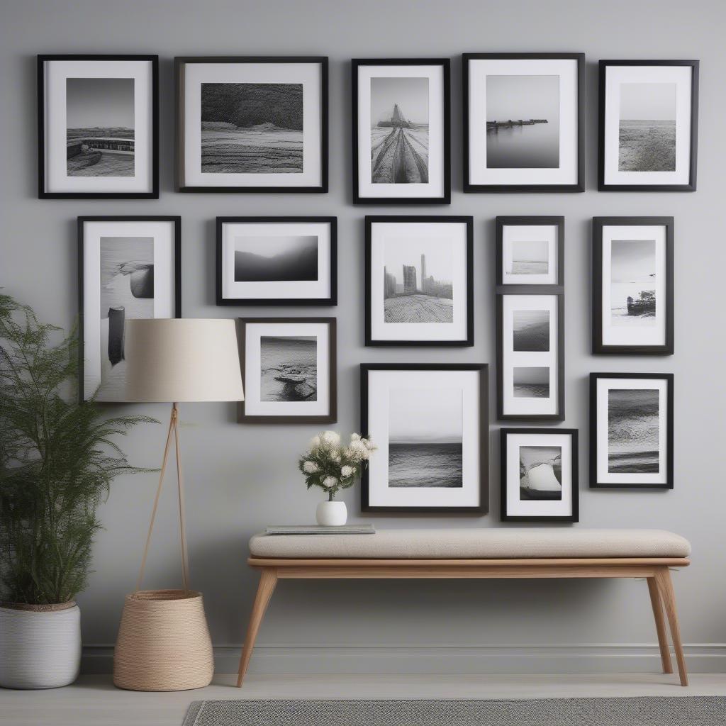 Modern Wooden Photo Frames on a Gallery Wall