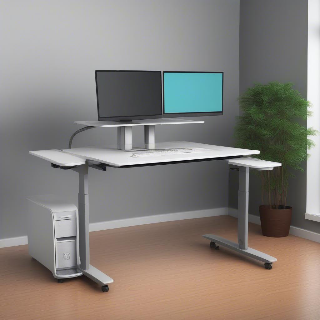 Ergonomic Monitor Stand on a 24x36 Desk